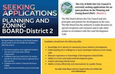 P&Z Board Call For Members - District 2 February 2026
