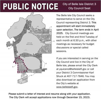 Call for Members City Council District 3 with map