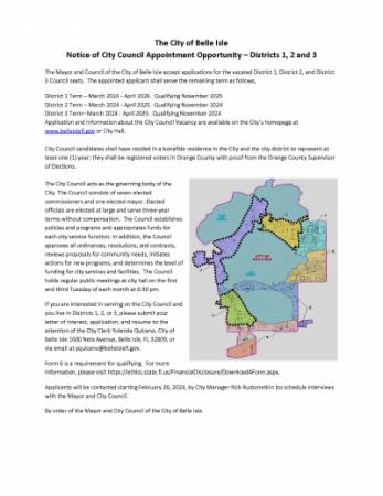 Call for Members City Council Districts 1, 2 and 3 Notice