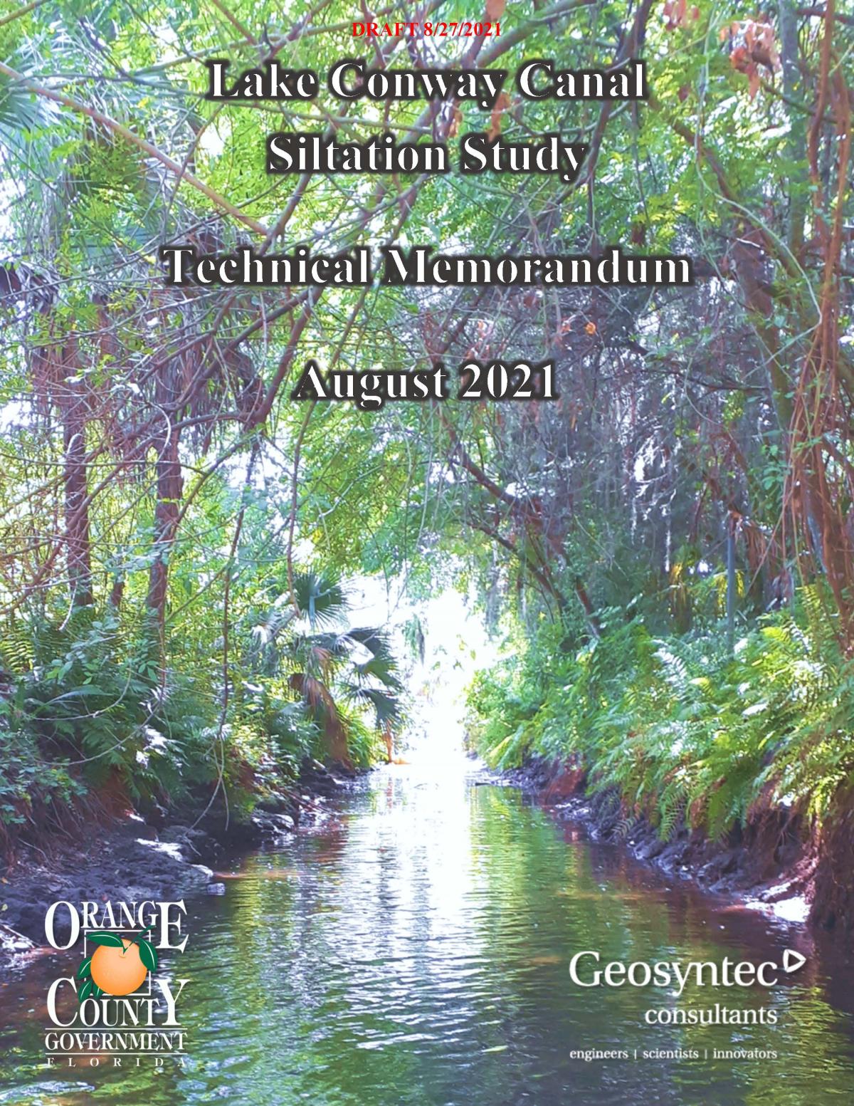Lake Conway Canal Siltation Report Cover 2021 Lake Conway Canal Siltation Report Cover 2021